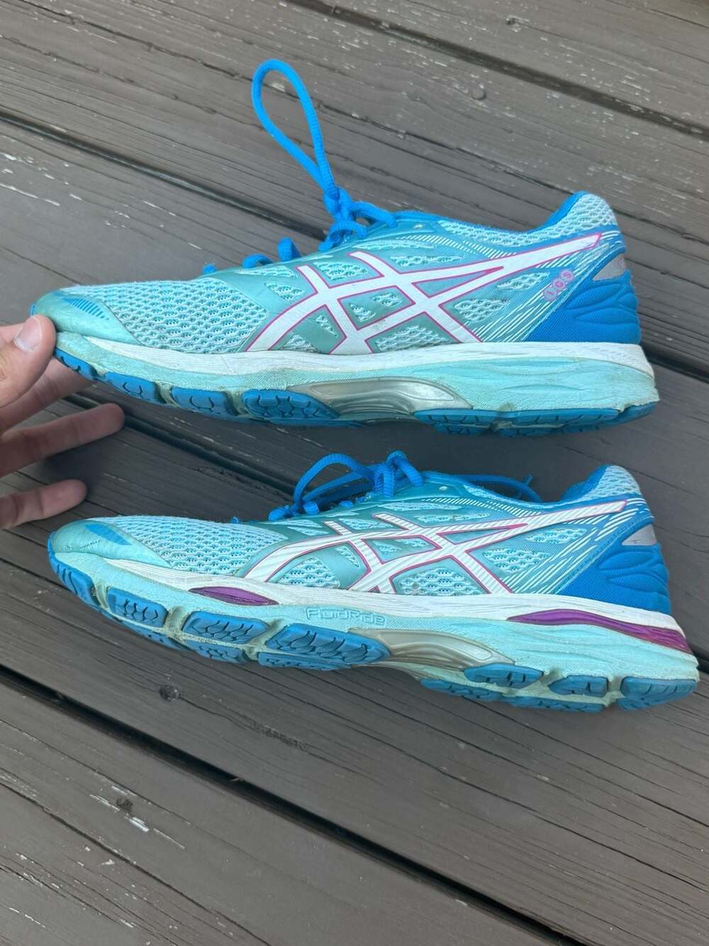 ASICS Gel-Cumulus 18 Size 10 Blue Pink Running Shoes T6C8N